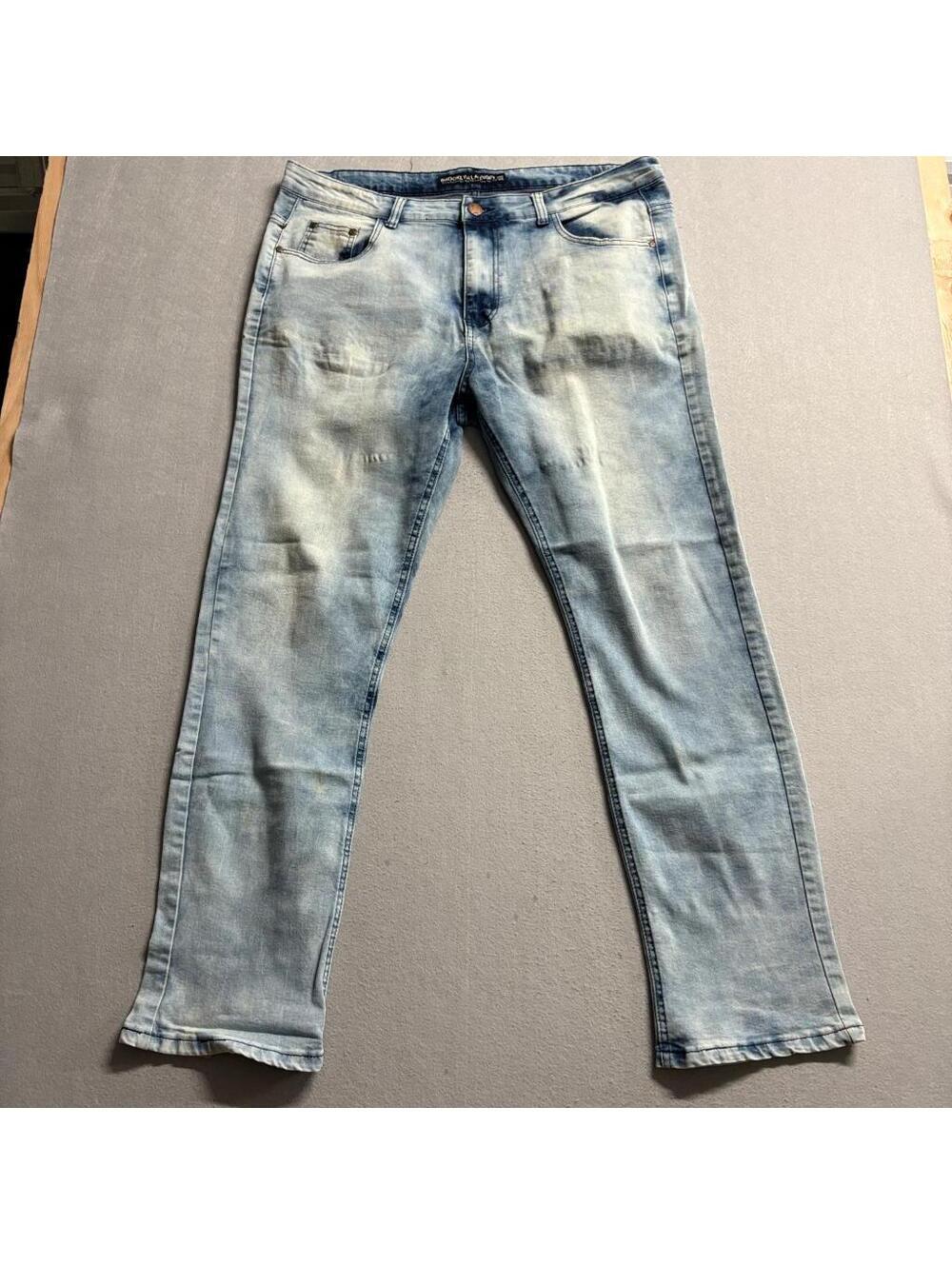 Brooklyn Laundry Jeans Mens 36x32 Light Wash Acid Bleach Distressed Stretch